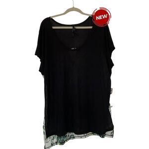 Seven 7 Luxe Black Multicolor Shirt Women Plus Size 14-16 NWT | 55-17